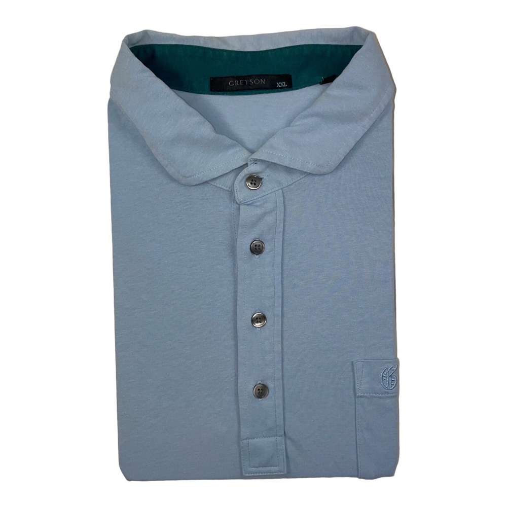 Greyson Light Blue Pima Cotton Stretch Mens Golf Polo Shirt Size 2XL XXL